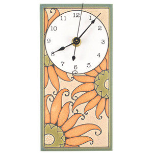 Mini Ceramic Wall Clock: Serene Sunflowers